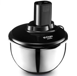 Kruger Electric Salad Spinner - Stainless Steel Bowl, Plastic Lid and Colander,