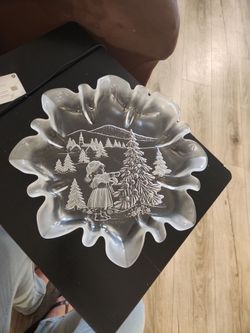 Crystal Glass Christmas Decorative Plate