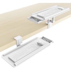 Tilt&Height Adjustable Keyboard Tray Under Desk&Above Desk