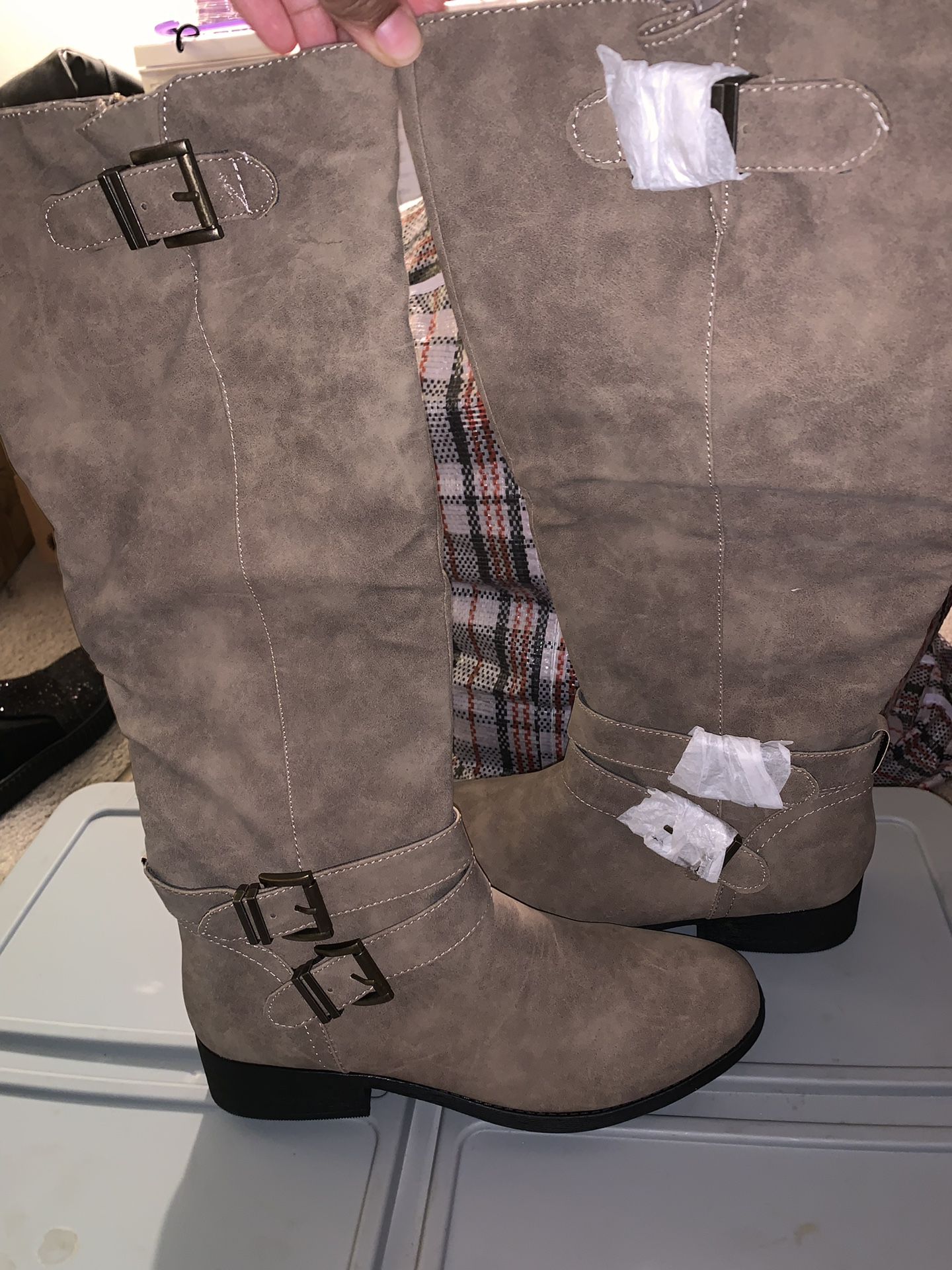 Women Taupe Nubuck Fall Riding Boots- Sz 10 Brand New