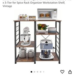 DlandHome Microwave Cart Stand 35.4 inches, Kitchen Baker's Rack Utility Storage Shelf