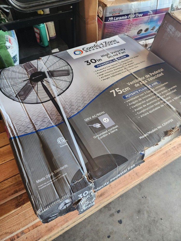 Comfort Zone Industrial Pedestal Fan, 30 inch, 3 Speed,