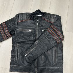 Distressed Leather Jacket Genuine Leather 