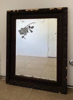 Antique reversed painted rose mirror