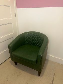 Green Faux Leather Accent Chair