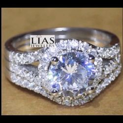 New 18k White Gold Wedding Ring Set 