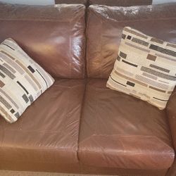 GREAT DEAL!!!  Brown Leather Couch And Leather Ottoman 