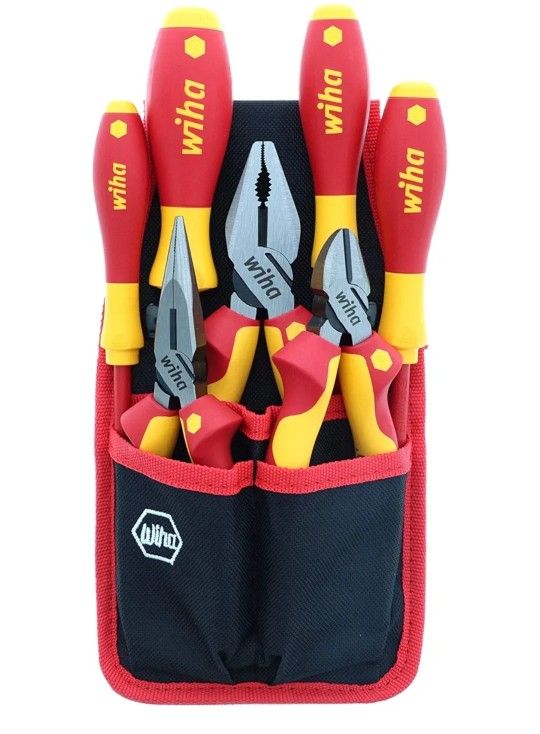 Wiha 32985 7 Piece Insulated Industrial Pliers and Screwdriver Set