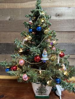 2004 Spode 24" Pre- Lit Christmas Tree Teleflora With Ornaments -in box