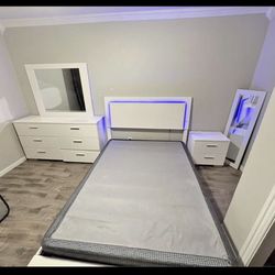 ALL WHITE BEDROOM SET w/ LED’s 🤍🤍