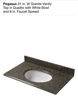 Pegasus 31 in. W Granite Vanity Top in Quadro with White Bowl and 8 in. Faucet Spread