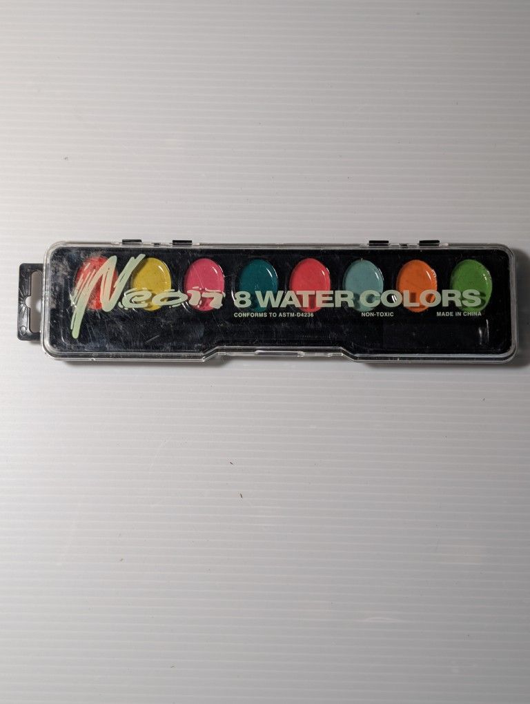 Neon Water Colors 8-Color Paint Set Vintage Art Supplies