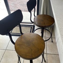 Two Bar Stools Wooden