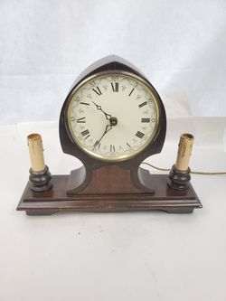 1940s ANTIQUE MANTLE CLOCK WITH LAMPS MADE GERMANY POST WAR WWII
