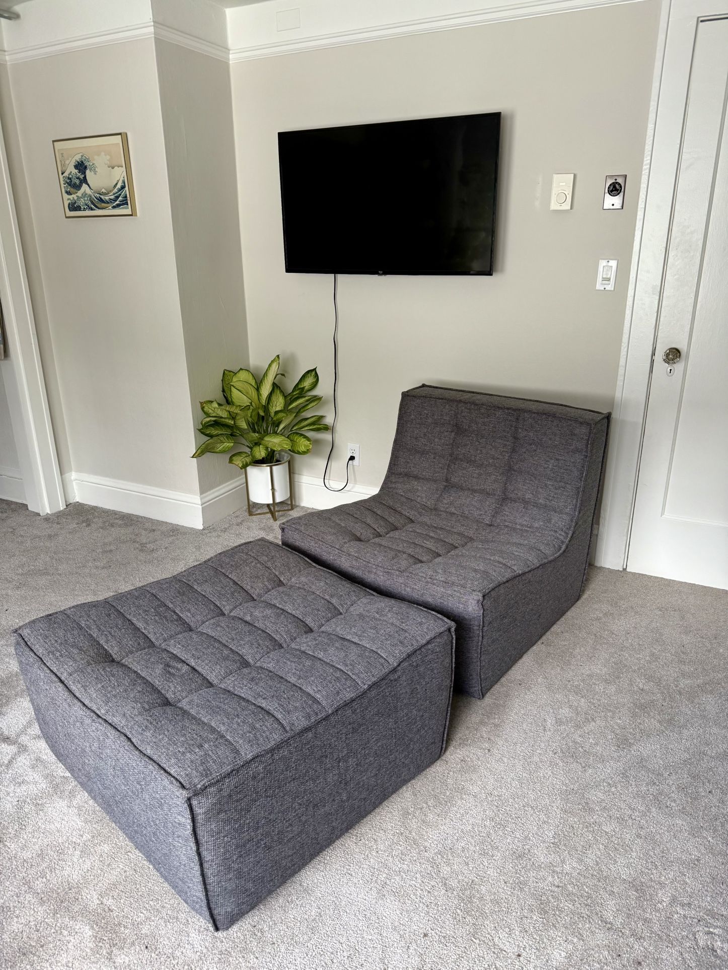 Modular Armless Lounge Chair & Ottoman