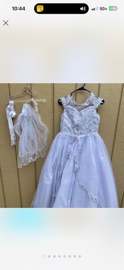 Angels Garment Girls Size 12 Holy Communion Long Elegant Dress Wedding Party Wht