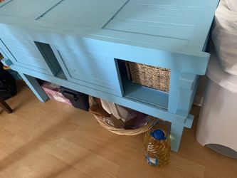 Blue Cabinet Buffet With Sliding Doors