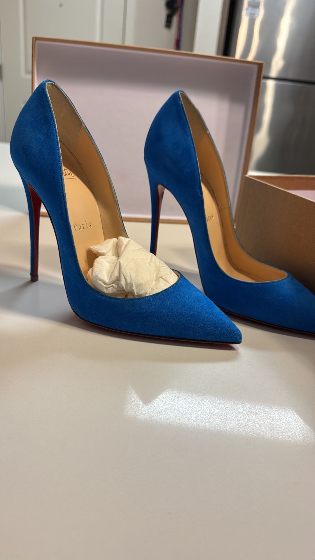 Christian Louboutin Kate 120 suede pumps blue