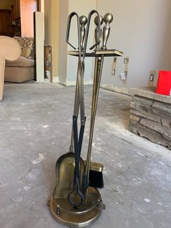 Vintage Brass Fireplace Set