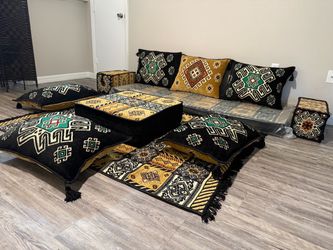 Yellow Moritania Mirage: Single Floor Sofa Set – 4 Inch Thick Arabic Diwan Sofa – Arabic Sofa Set – Floor Seating Cushion