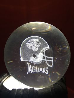 3D Laser Etched Crystal Glass Sphere Jaguars NFL Football Helmet Paperweight