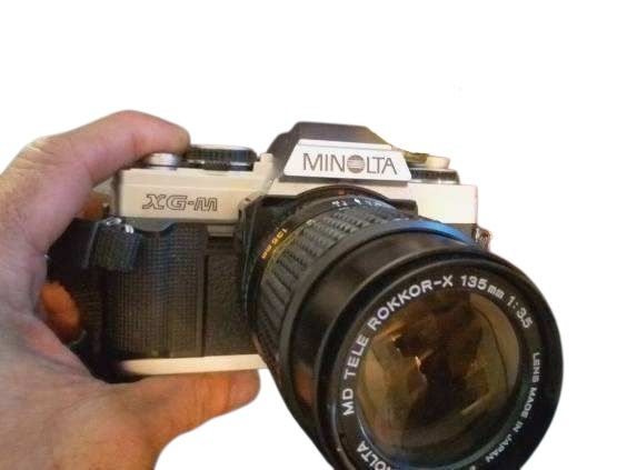 Minolta XG-M 35mm, 35mm MDROKKOR-X4mm, 1:2 lens and a 135mm, MD Tele ROKKOR-X 135mm, 1:3.5 lens.