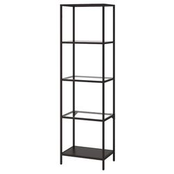 IKEA black metal & glass shelving units $70