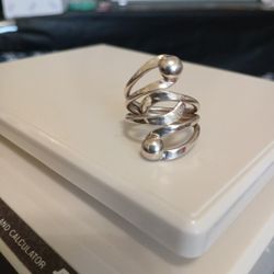 Sterling Silver Modernist Ring 3 Ball Size 7