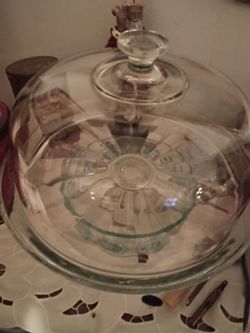 Grandma's old fashioned glass cake holder/w pedalstal