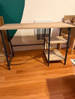 Computer Desk Wood/Metal with Foot Rest