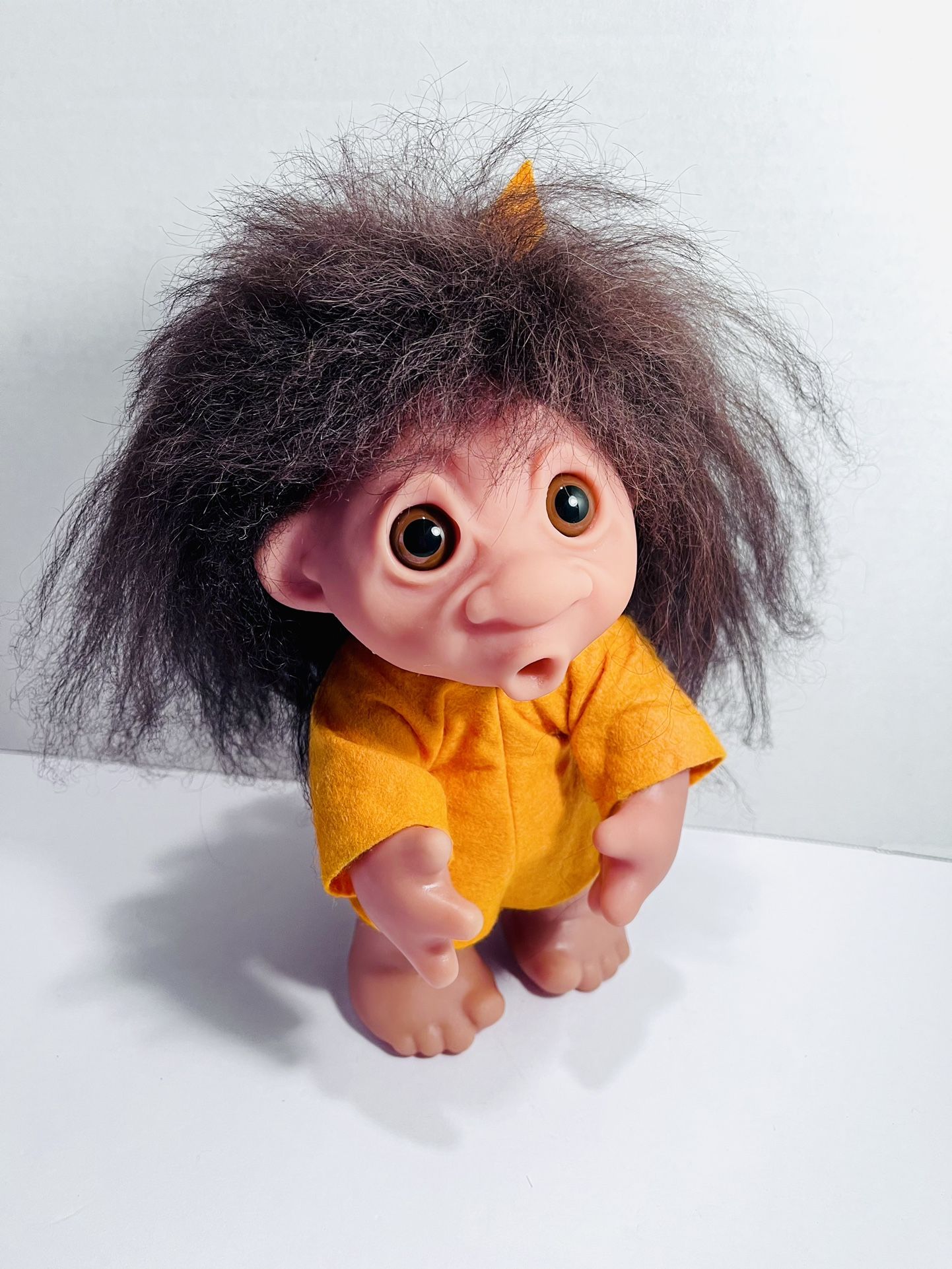 Thomas Dam Troll Doll 1977 Denmark Wild Black Hair 9” Tall!