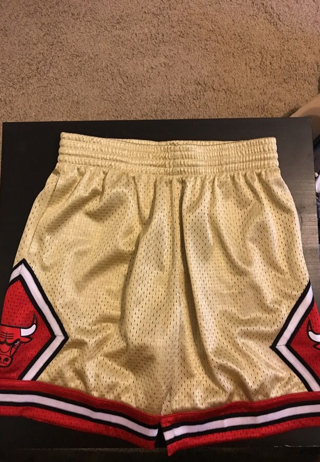 Chicago Bulls Pinstripe Shorts Gold NBA Logo sz L 44 for Sale in Chicago,  IL - OfferUp