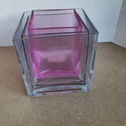 4", 5" & 6" pink and clear square candle holders and/or flower vase.