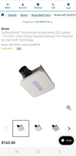 $65 Bathroom Fan With Antimicrobial Adjustable Light 