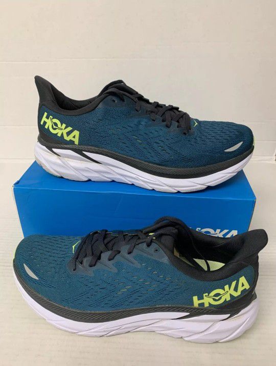 Hoka One One Clifton 8 Running Shoes Mens Size 12,5 Green Athletic Sneakers