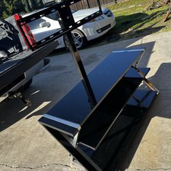 Flat Screen Tv Stand Glass 3 Shelf 