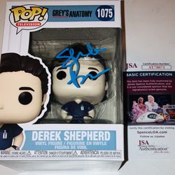 SHONDA RHIMES SIGNED AUTOGRAPHED DEREK SHEPHERD FUNKO POP GREY’S ANATOMY JSA COA