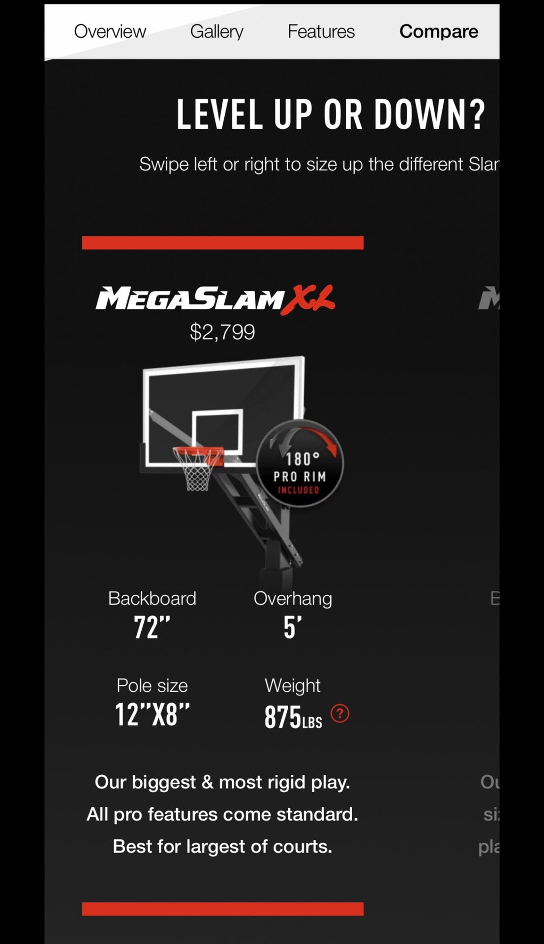Basketball hoop 72’’MEGA SLAM XL