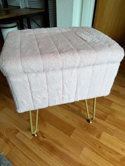Pink vanity stool chair with storage