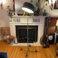CB2 Industrial Adjustable Spotlight Floor Lamp on Casters - Dimmable