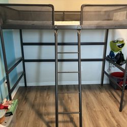Loft bed frame, dark gray, Twin