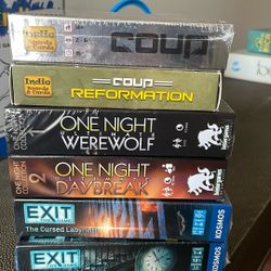 Board Card Games $10/each Coup/Werewolf/EXIT