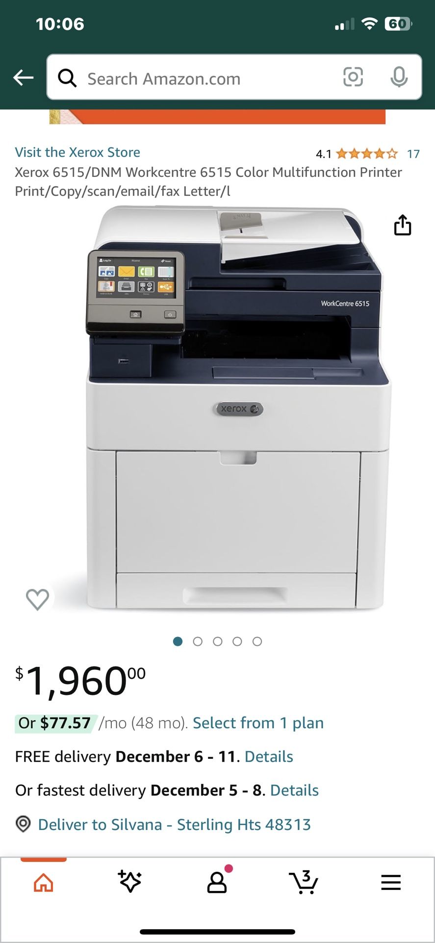 Xerox 6515/DNM Workcentre 6515 Color Multifunction Printer Print/Copy