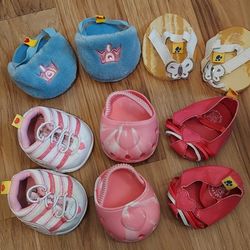 Build A Bear Toy Doll Shoes Pink Skechers Sneakers Sandals Slippers Lot 5 Pairs