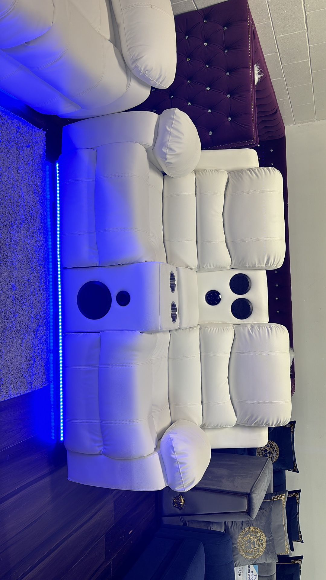 2PC Maybach Leather Sofa & Loveseat w/speaker 🔊(White,Black Or Gray)