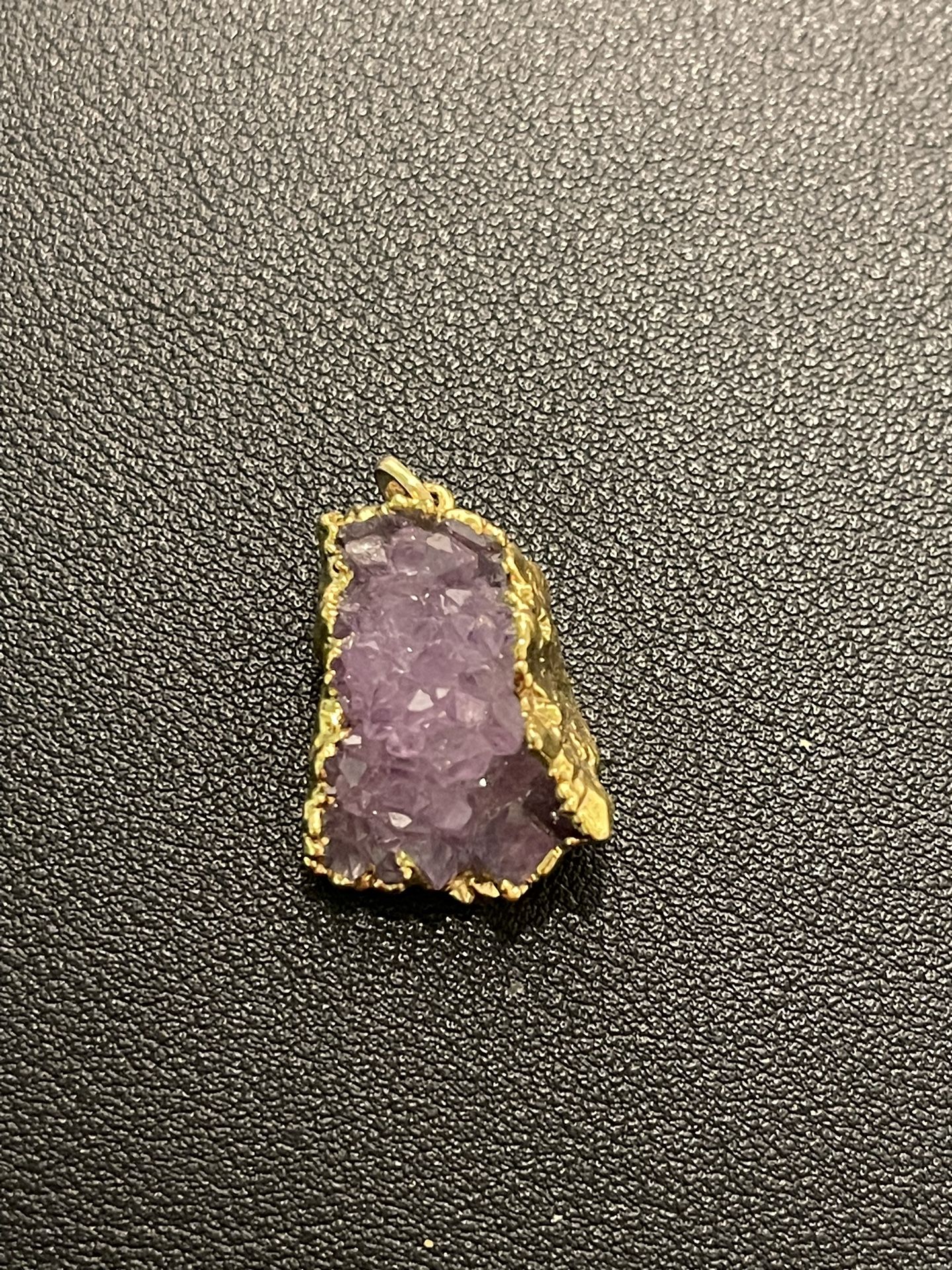 Vintage 1960’s Amethyst Natural Crystals Gold Plated Pendant