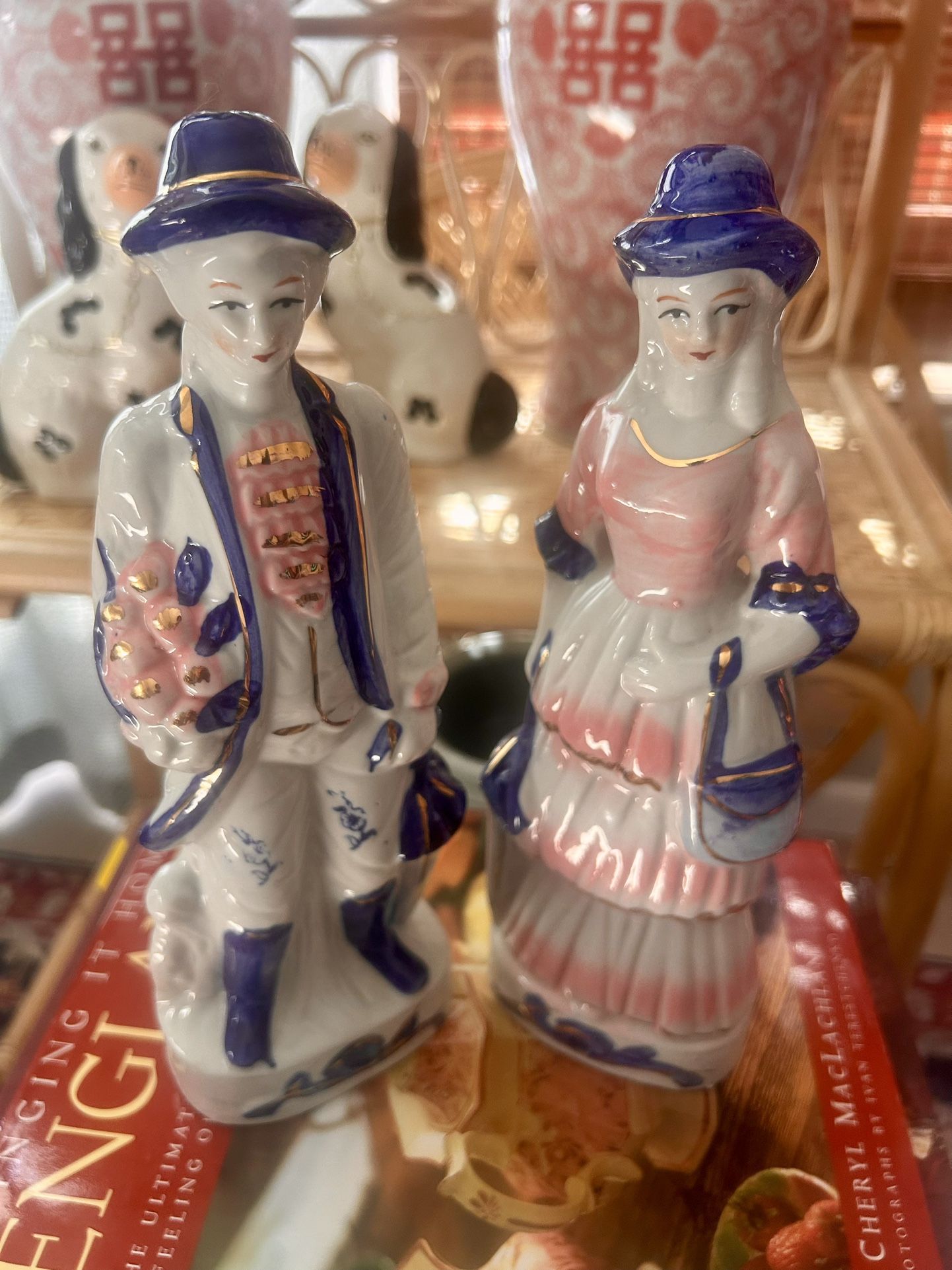 Victorian Porcelain Couple Figurines – 10” Tall