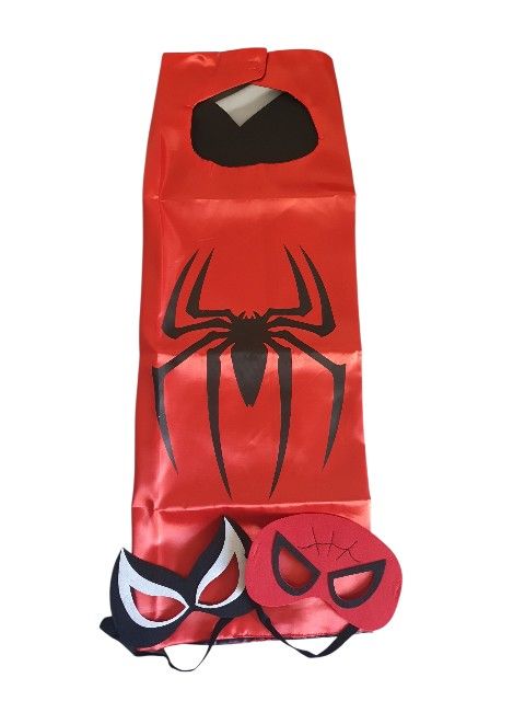 Spider Man And Verónica Reversible Cape With 2 Mask , Child's Halloween Costume.
