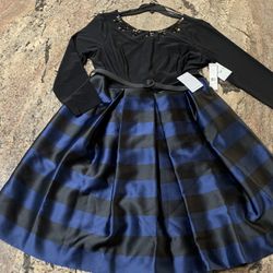 Nordstrom New Eliza J Fancy Cocktail dress cruise Semi formal Navy blue and black Women’s size 16