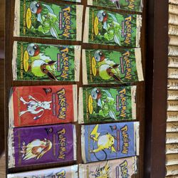 12 Vintage Pokemon Wrappers (no Cards) Including 6 First Edition Packs